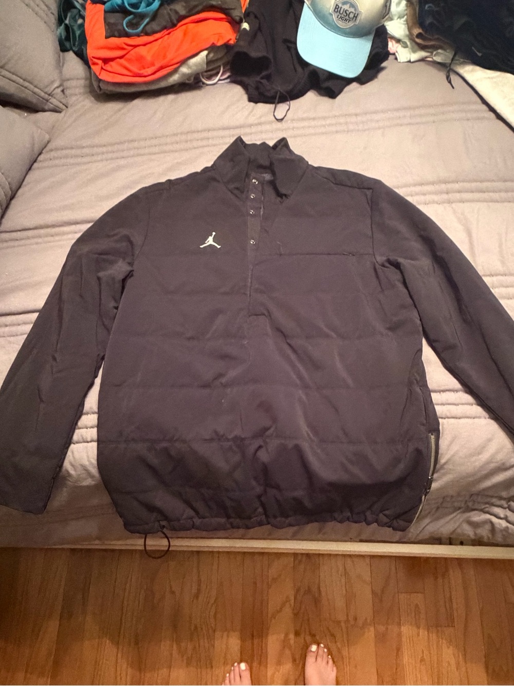 Jordan Black Pullover Puffer Jacket with White Jumpman